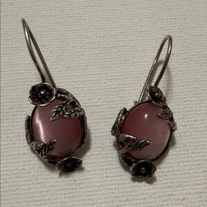 Elegant Pink Stone Sterling Silver 925 Earrings